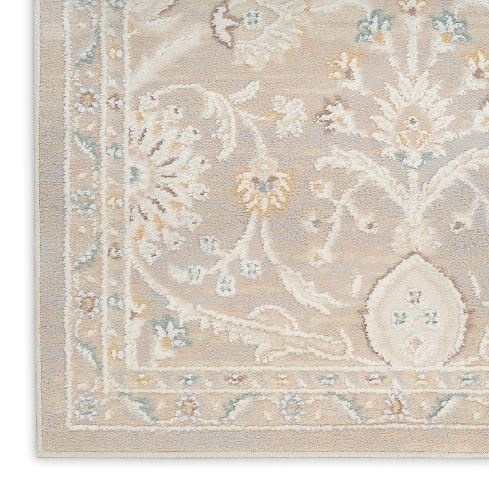 light grey traditional rug closeup corner with white background