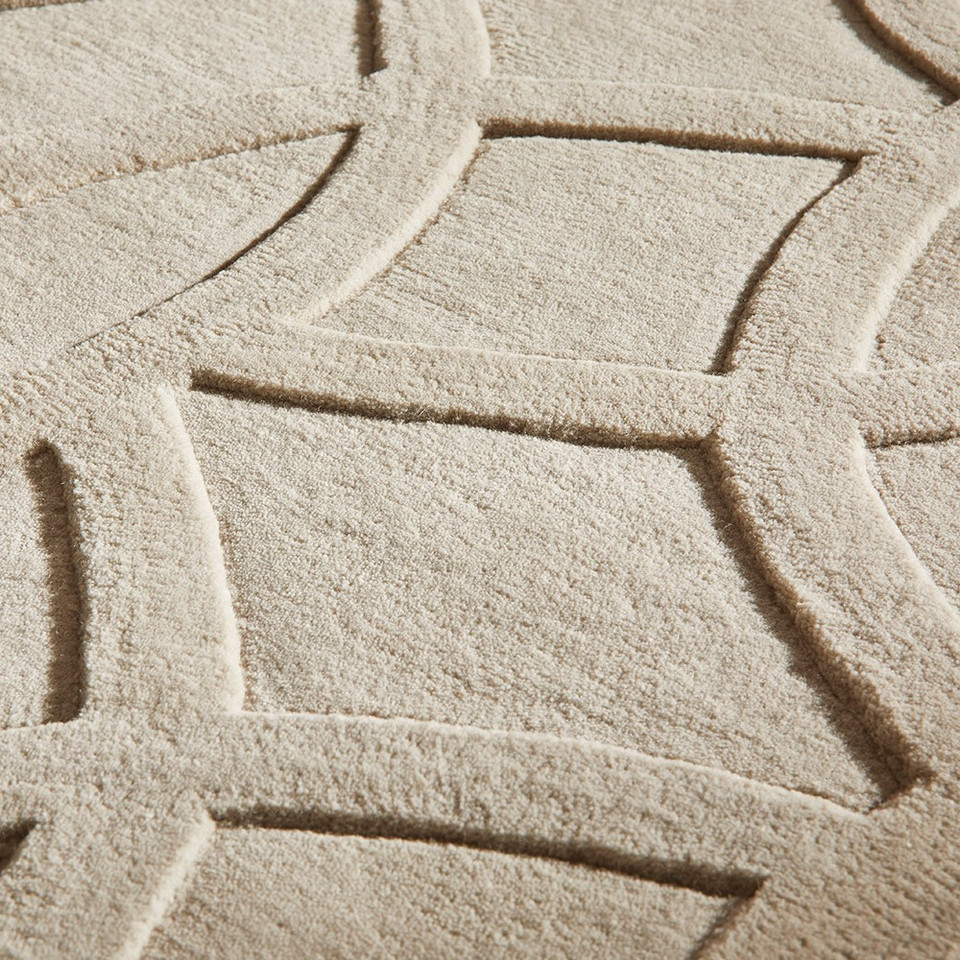 taupe wool rug closeup detail