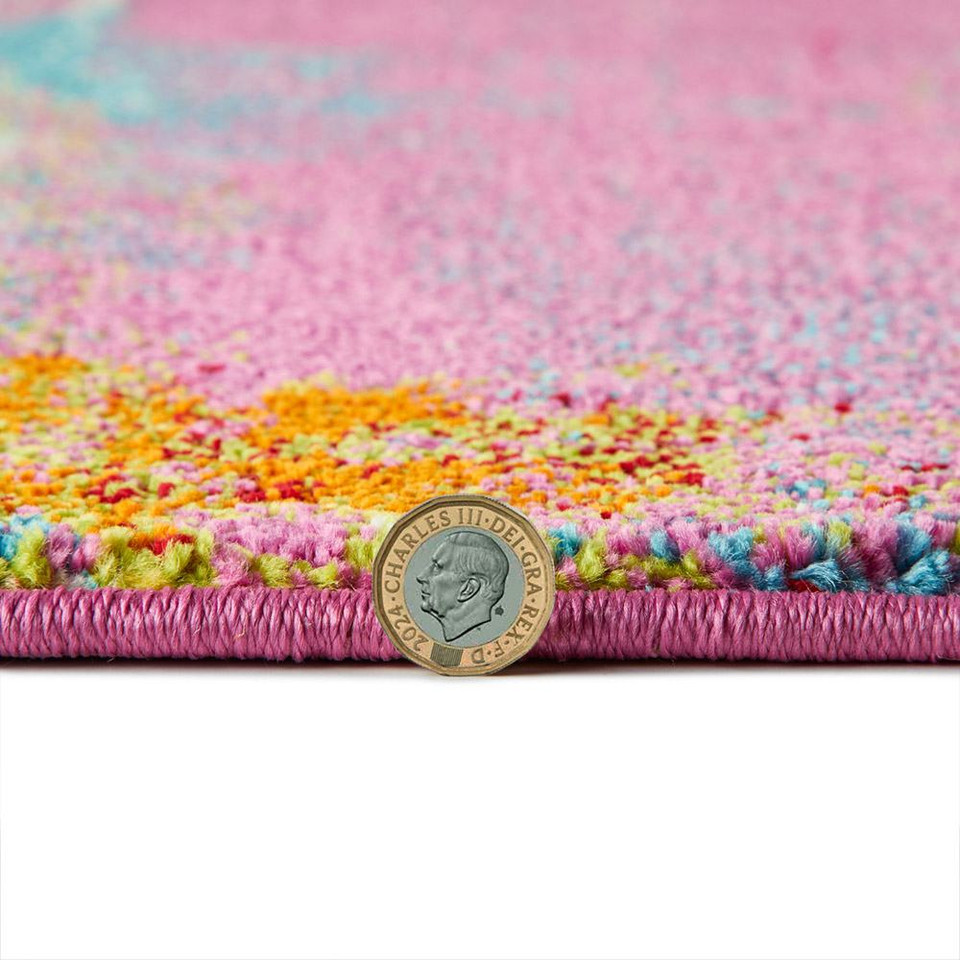 multicolour abstract rug coin size