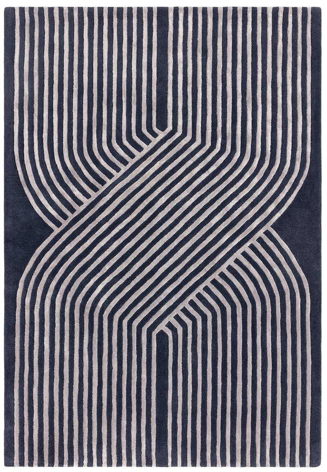 On Sale Matrix 97 Solstice Navy Rug Silky Lines Viscose Wool 120x170cm