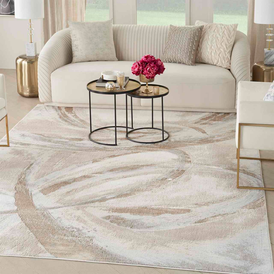 On Sale Brush Strokes Rug 01 Metallic Beige Grey 239x300cm