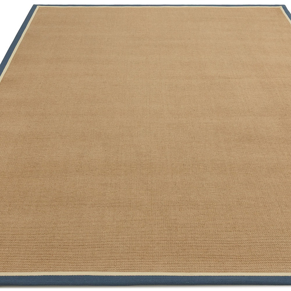 blue cream jute rug portrait closeup angle