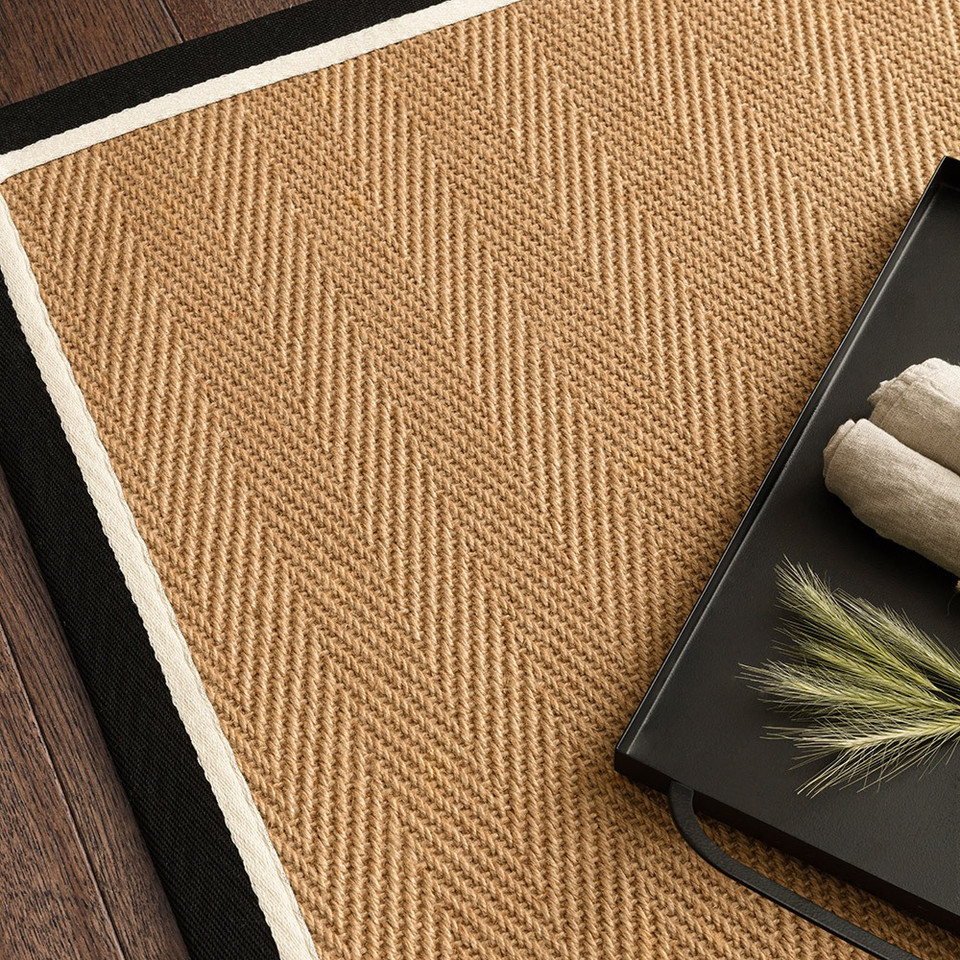 charcoal cream jute rug closeup corner