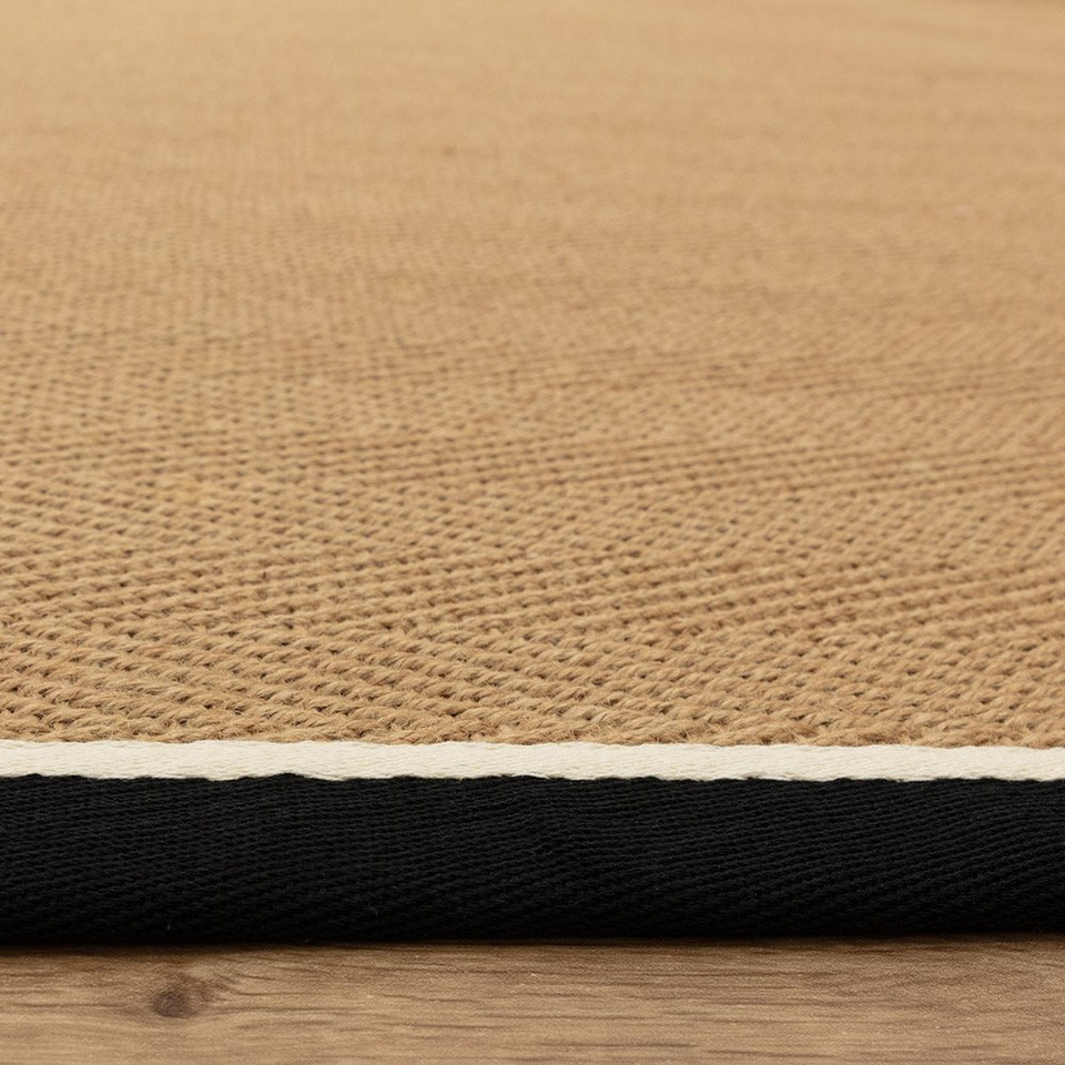 charcoal cream jute rug closeup edge