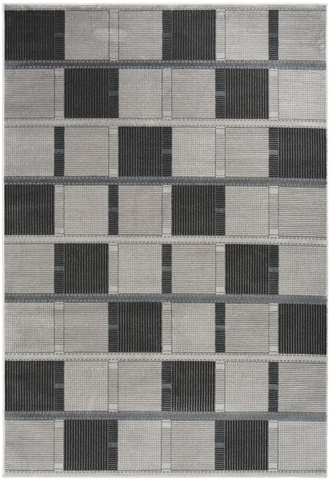 grey black geometric rug portrait