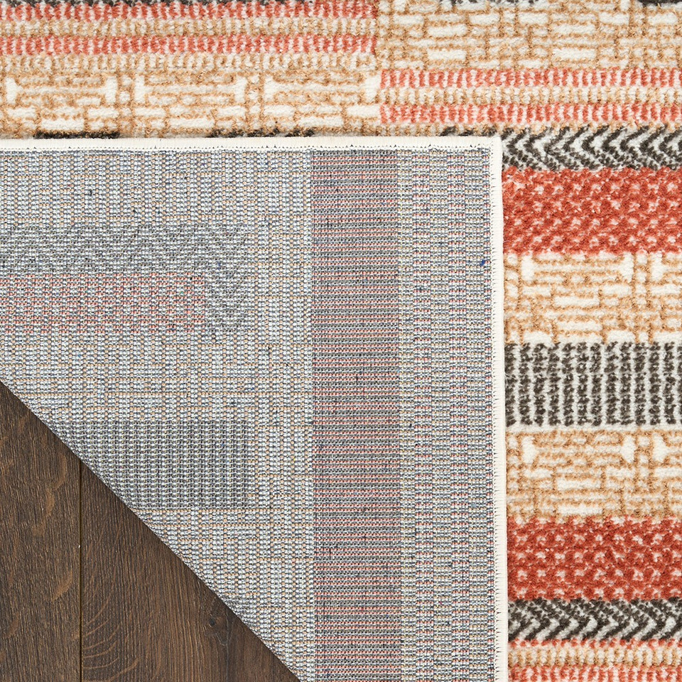 multi geometric rug corner fold