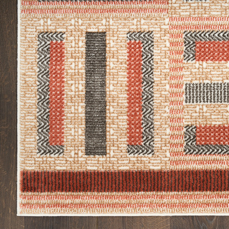 multi geometric rug closeup corner