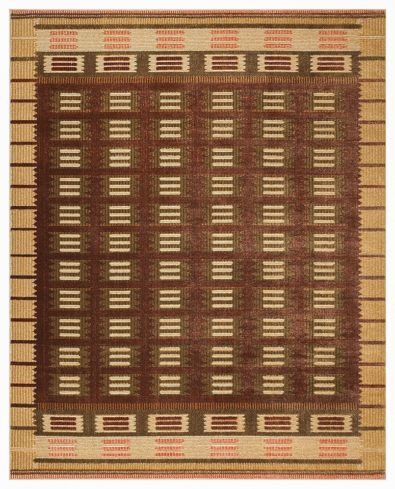 rust geometric rug portrait