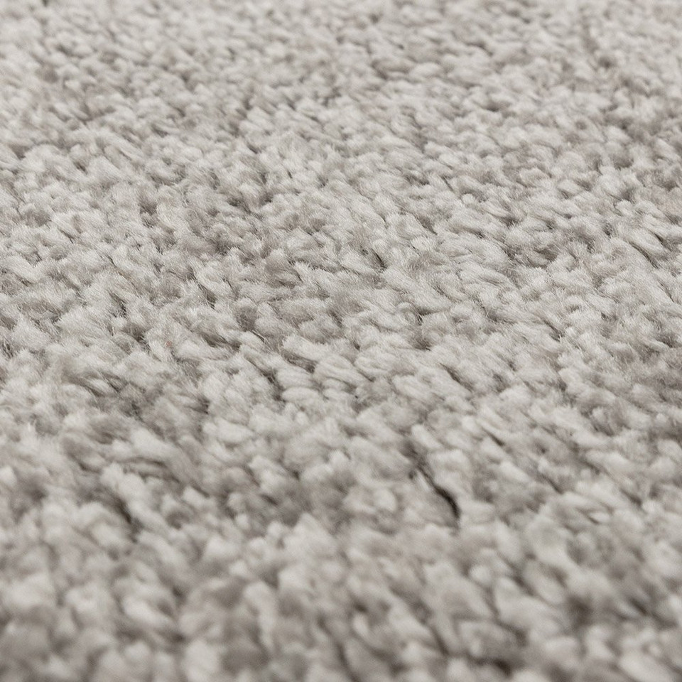 silver shaggy rug closeup detail