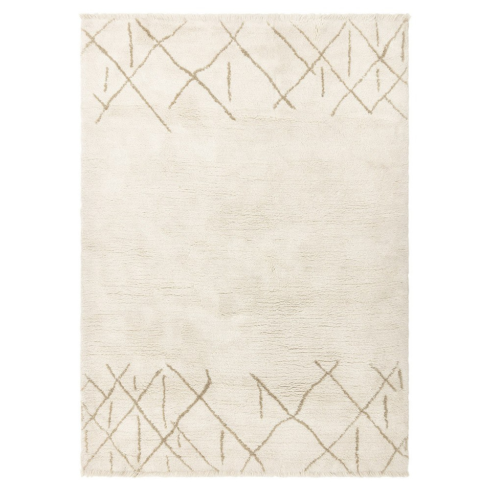 cream berber shaggy wool rug portrait