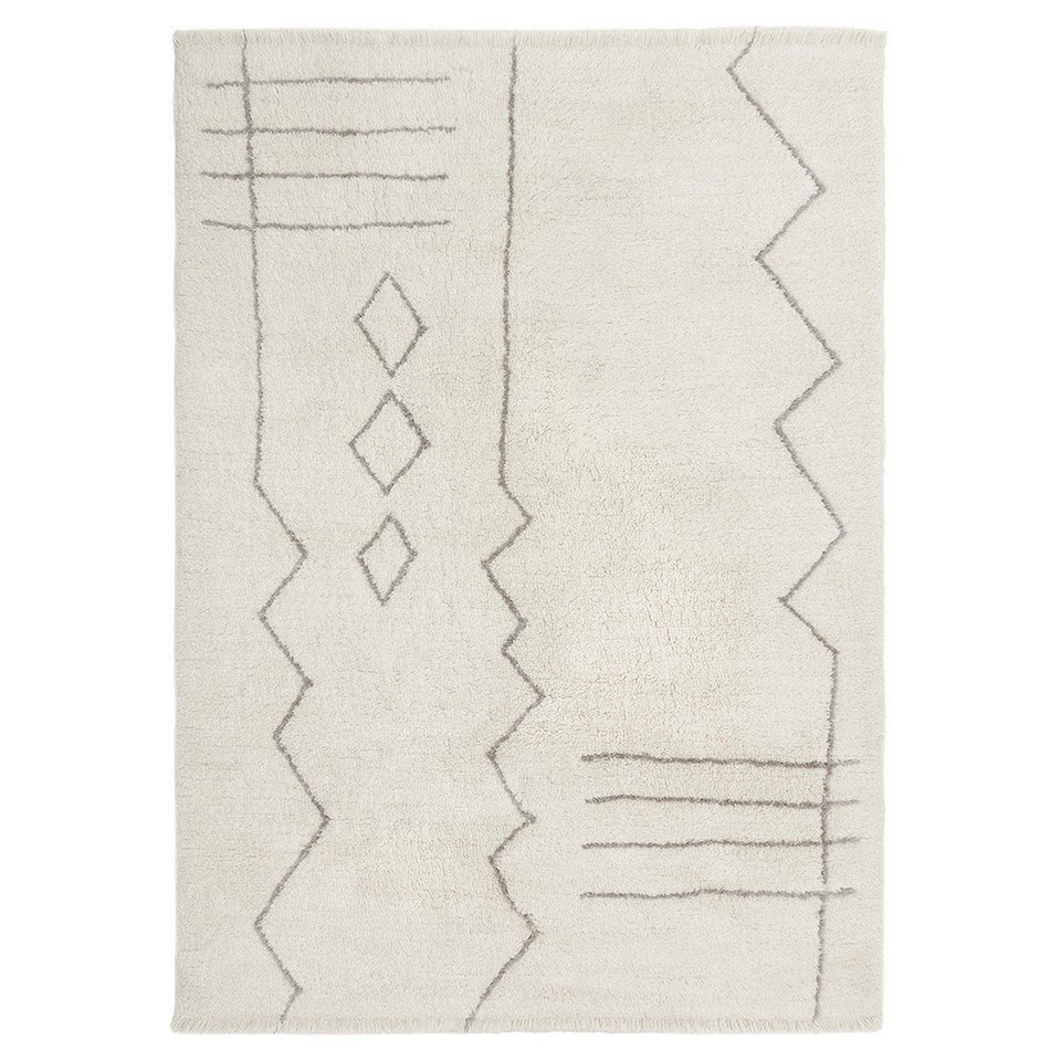 cream berber shaggy wool rug portrait