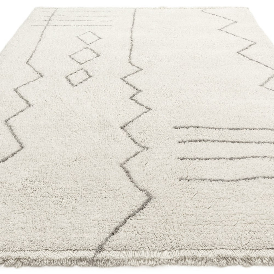 cream berber shaggy wool rug portrait angle