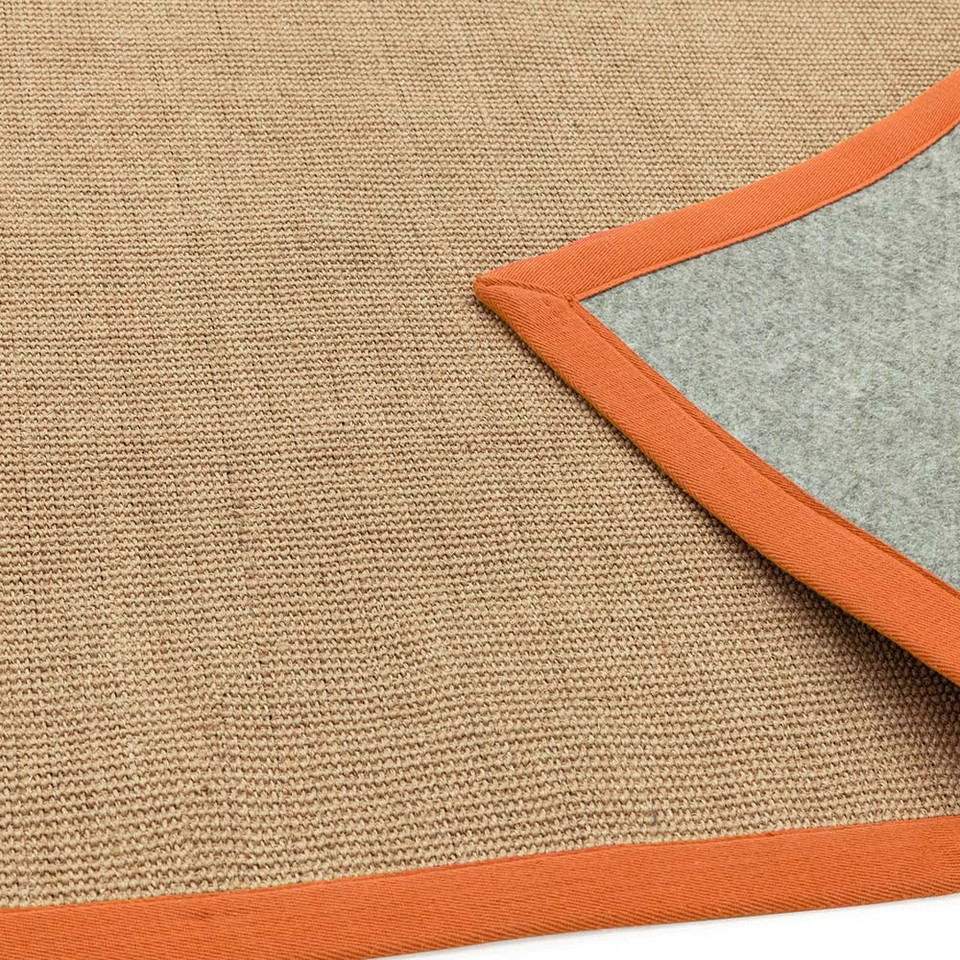 On Sale Sisal Rug Linen Orange Border 200x300cm