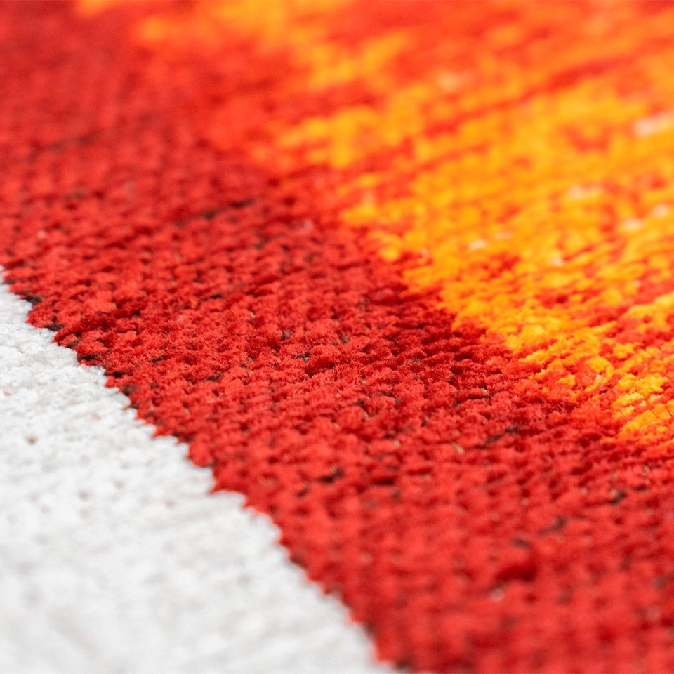 orange abstract eco rug closeup detail