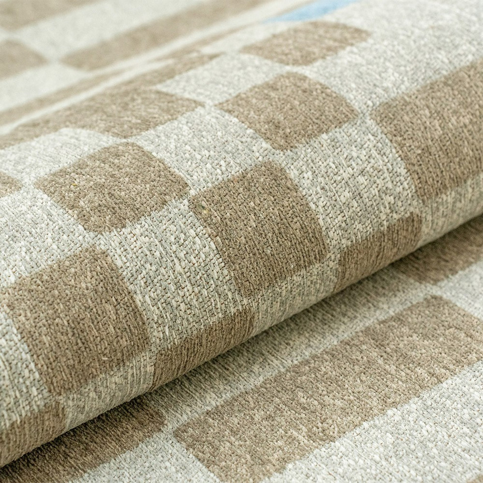 grey chess eco rug closeup detail