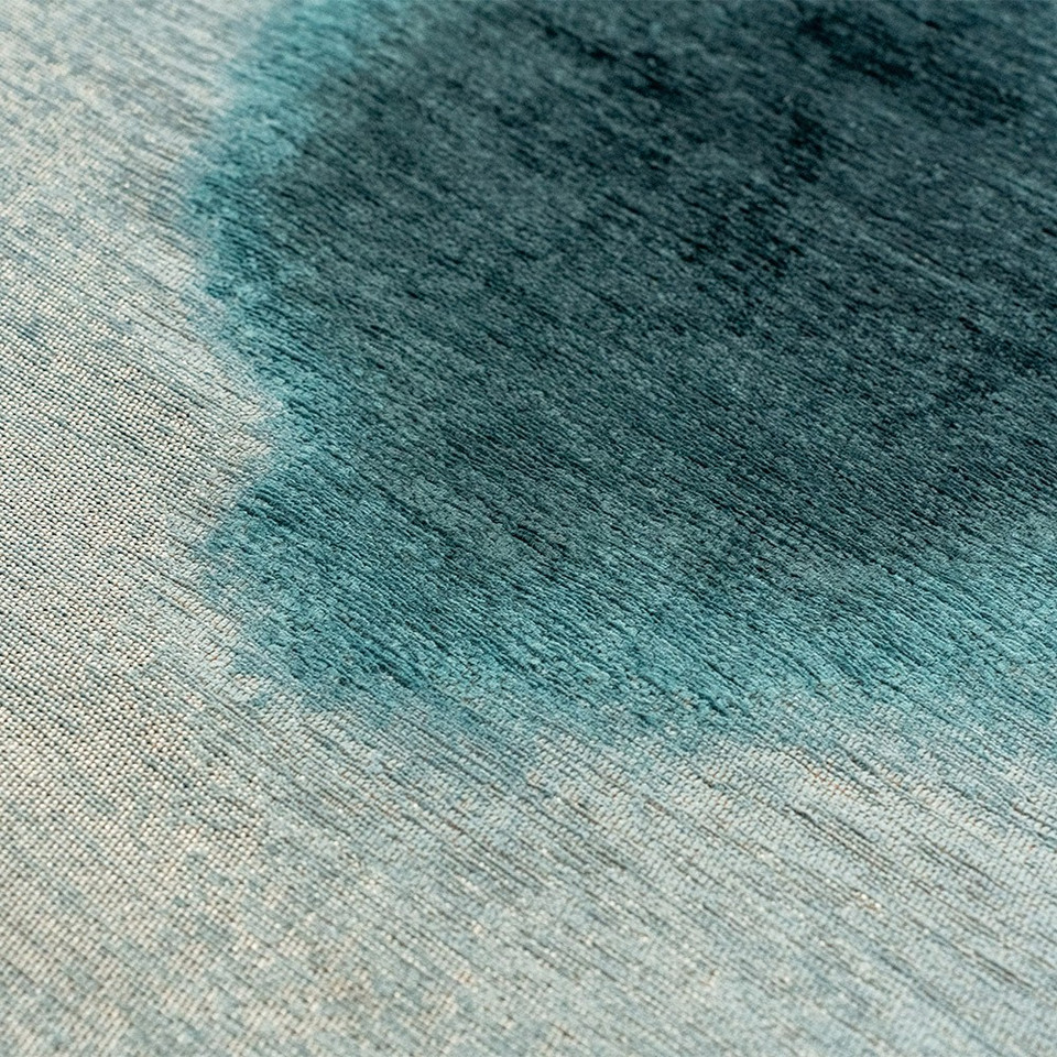 blue peanut shape rug closeup detail