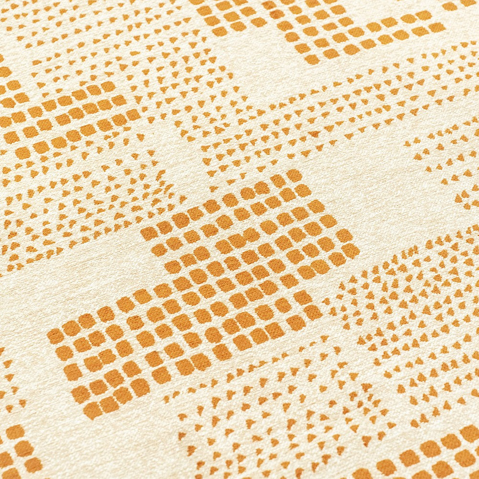 yellow abstract eco rug closeup detail