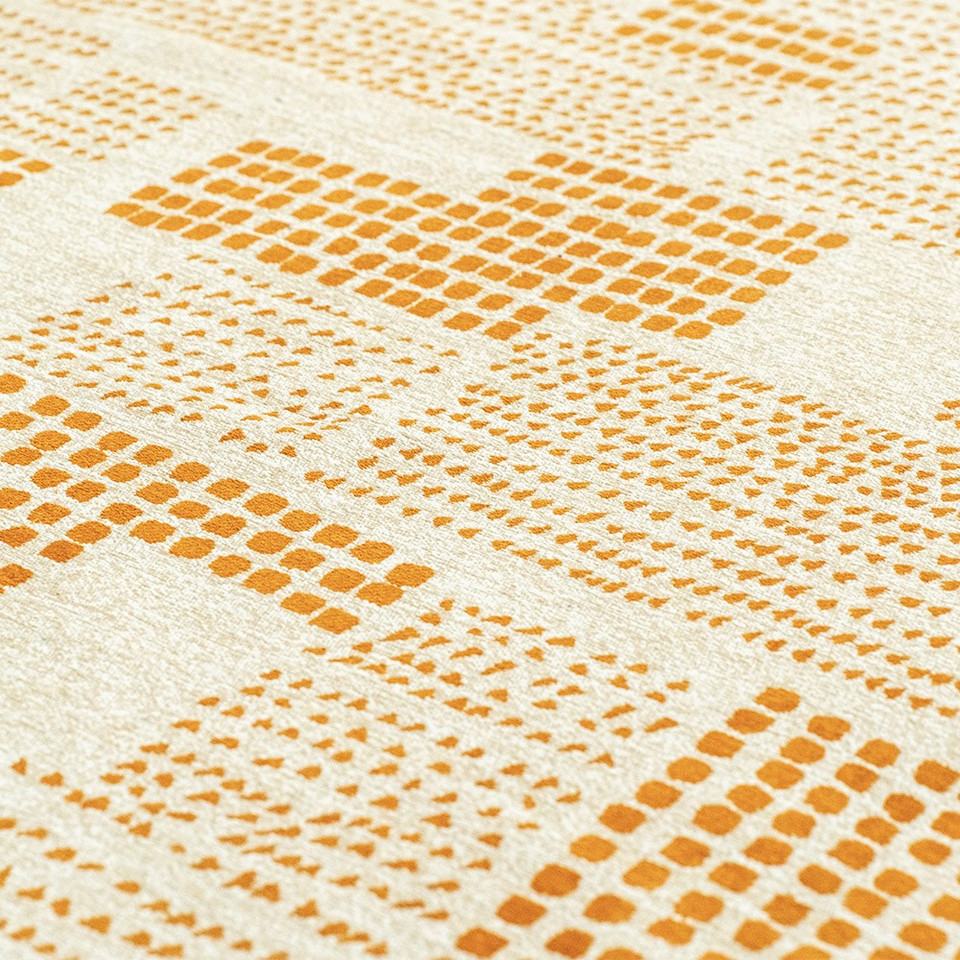 yellow abstract eco rug closeup detail