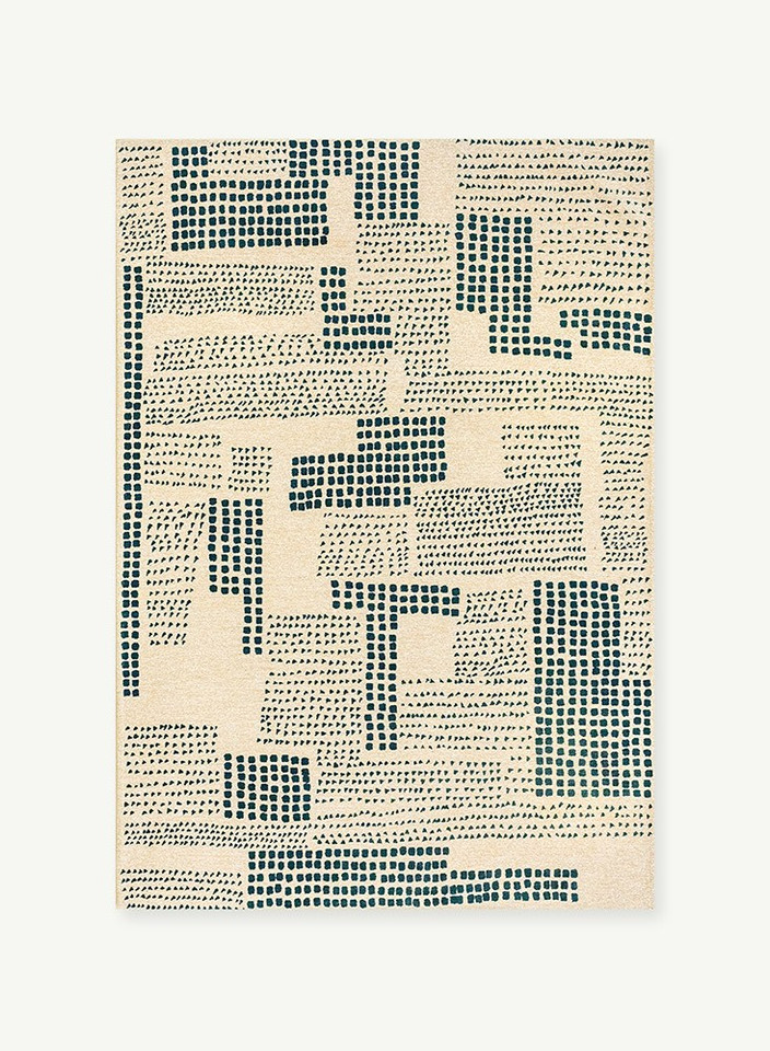 blue abstract eco rug portrait