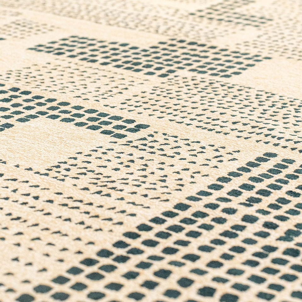 blue abstract eco rug closeup detail