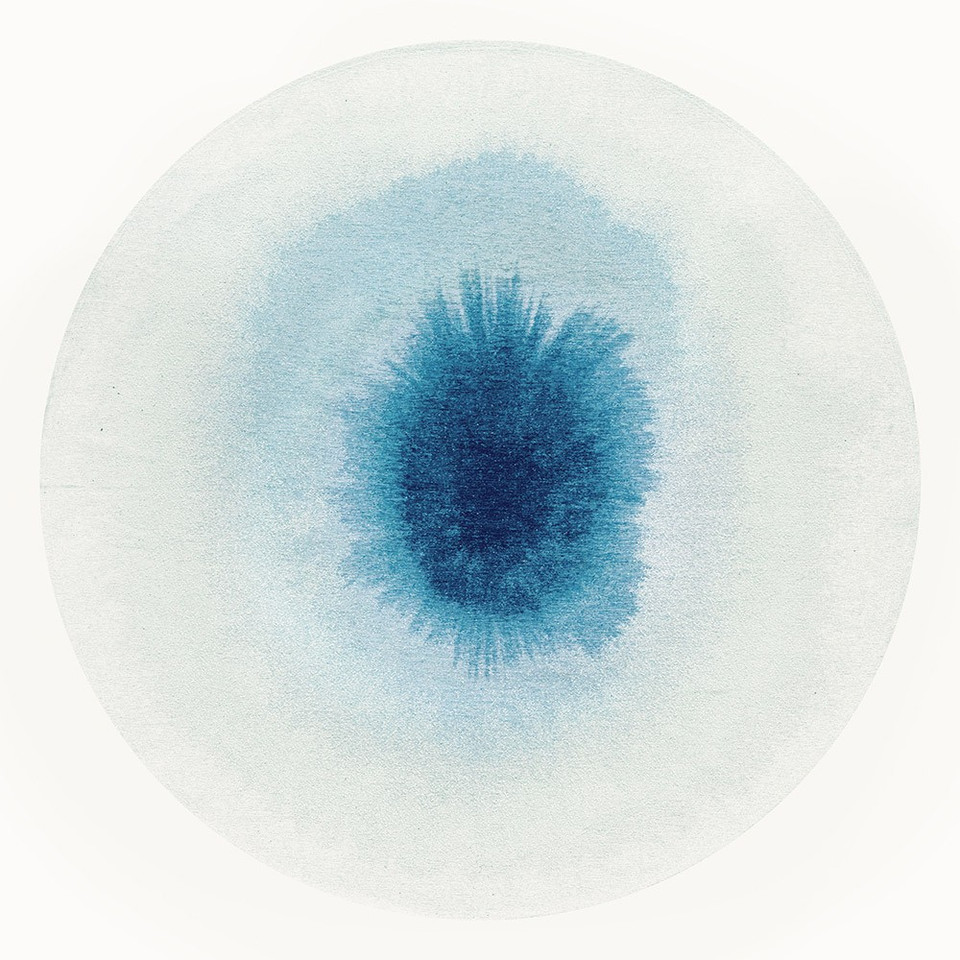 blue abstract eco rug portrait