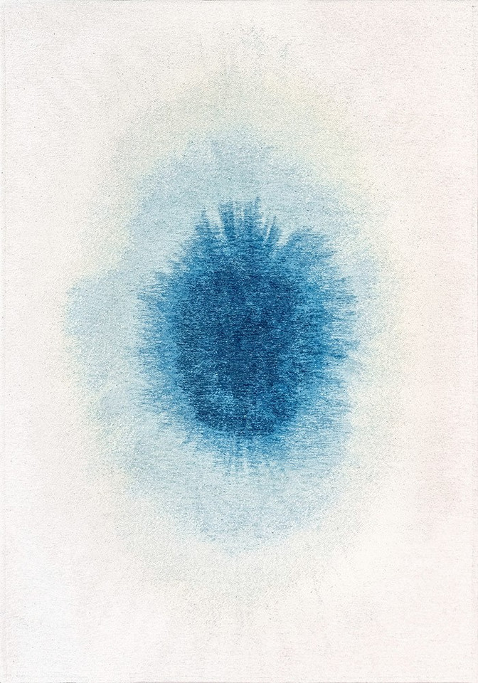 blue abstract eco rug portrait