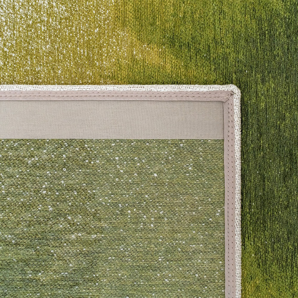 green abstract rug closeup corner fold
