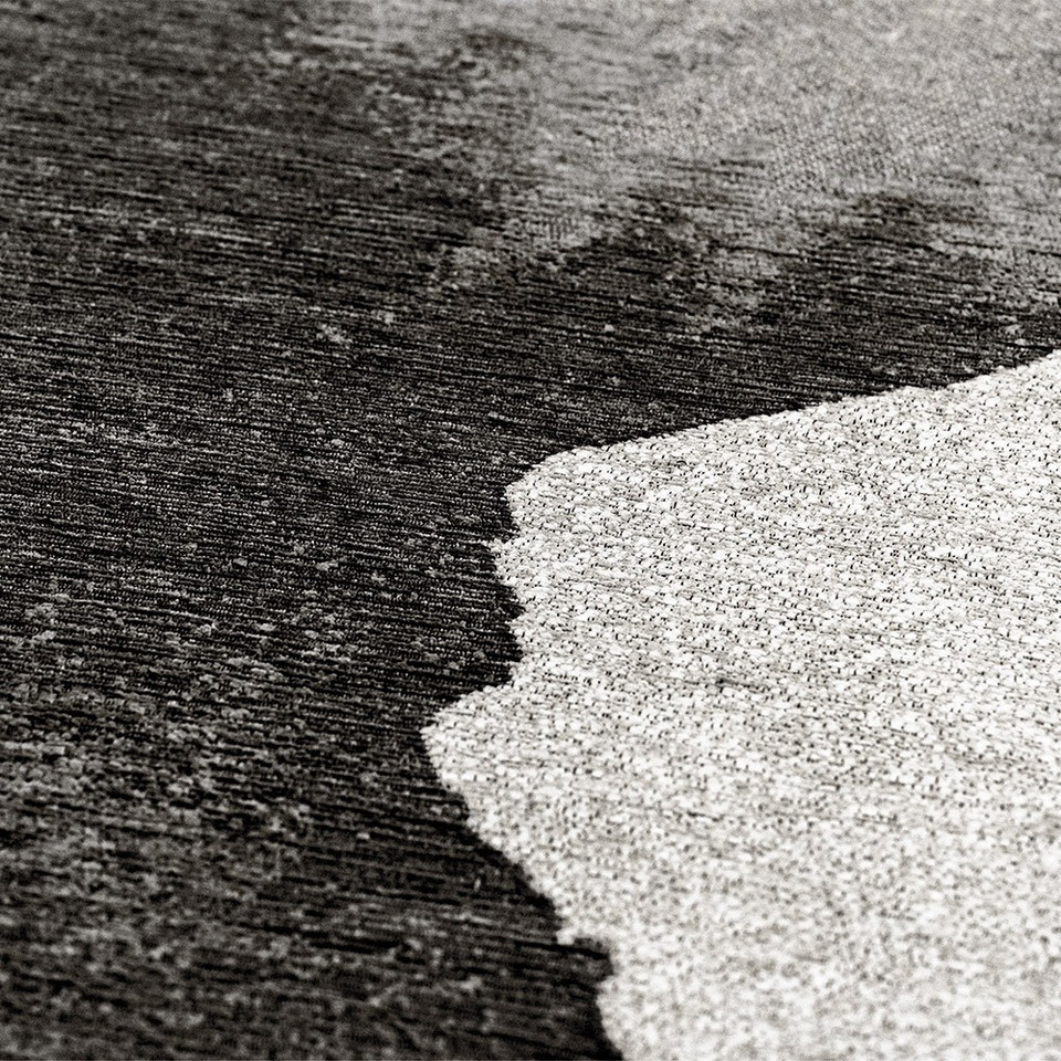black abstract eco rug closeup detail