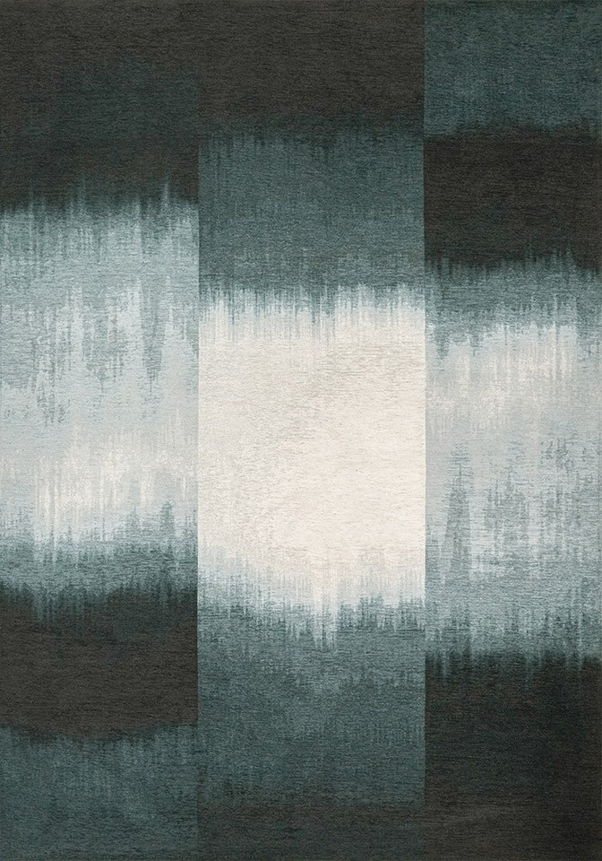 blue abstract eco rug portrait