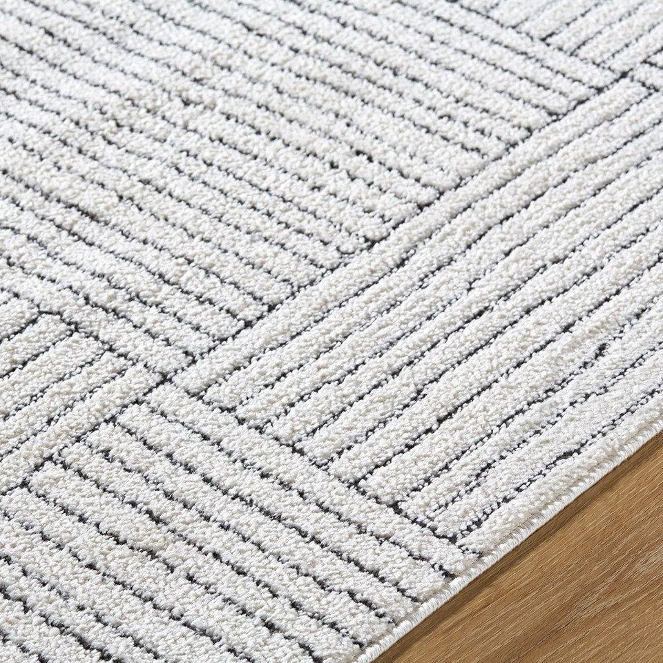 ivory black scandi rug closeup detail