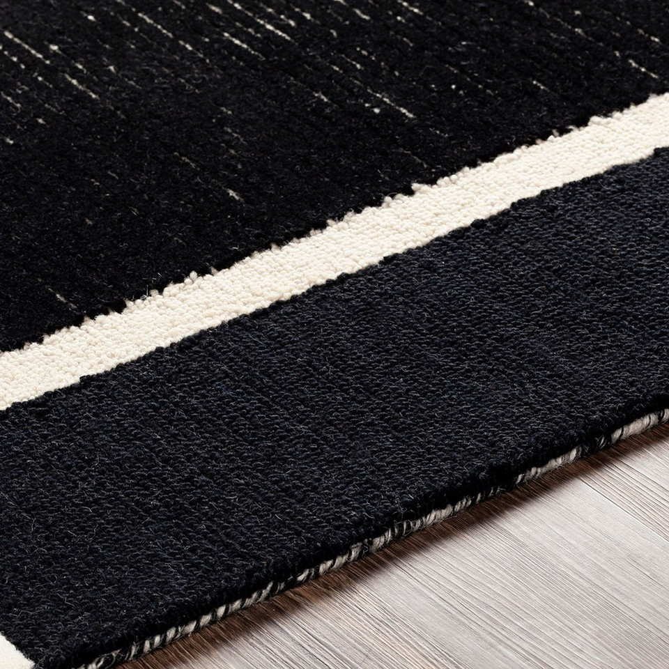 cream geo wool rug closeup detail