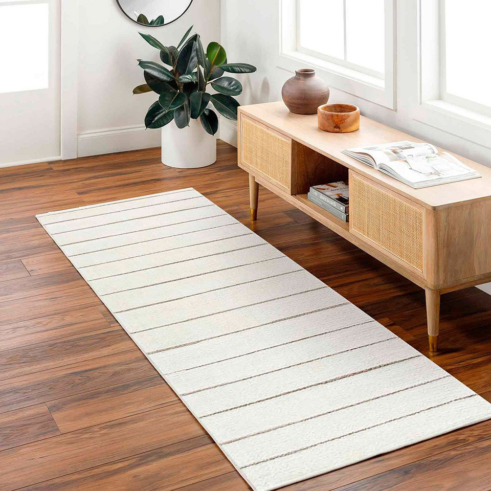 ivory scandi rug in a room with matching decor