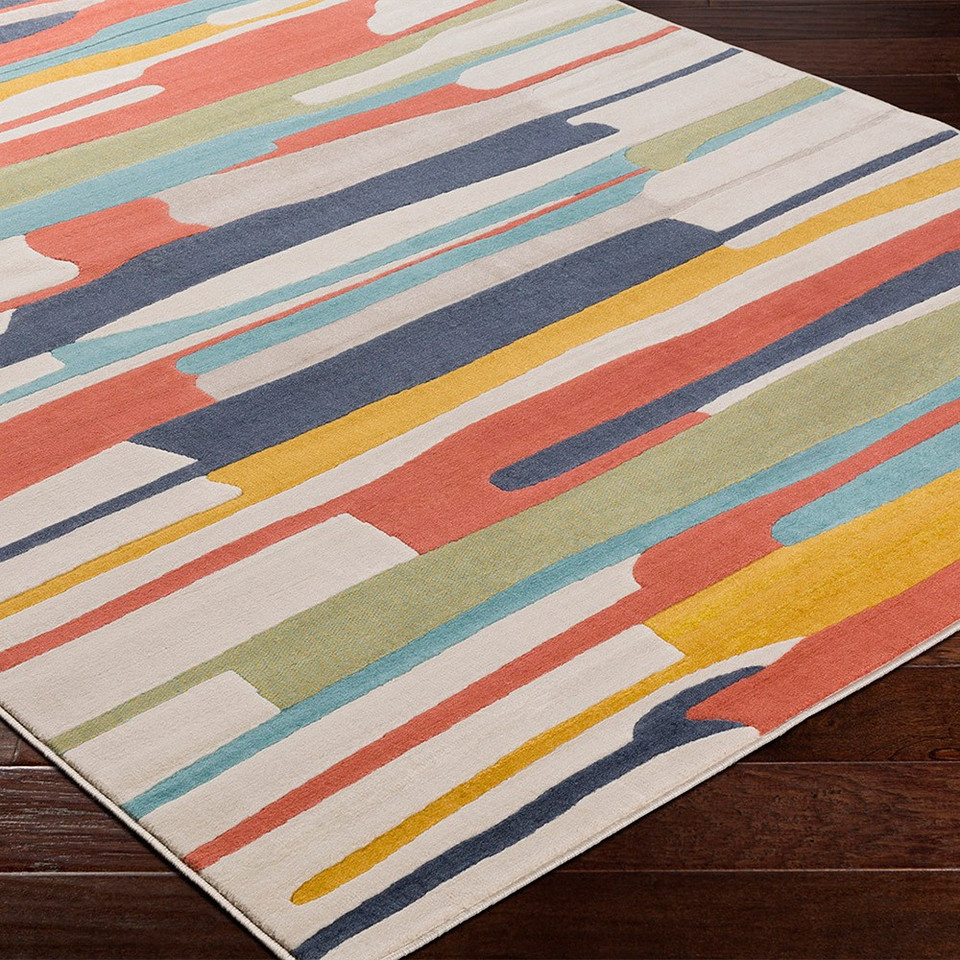 City Anais Coral Multi Scandi Abstract Rug