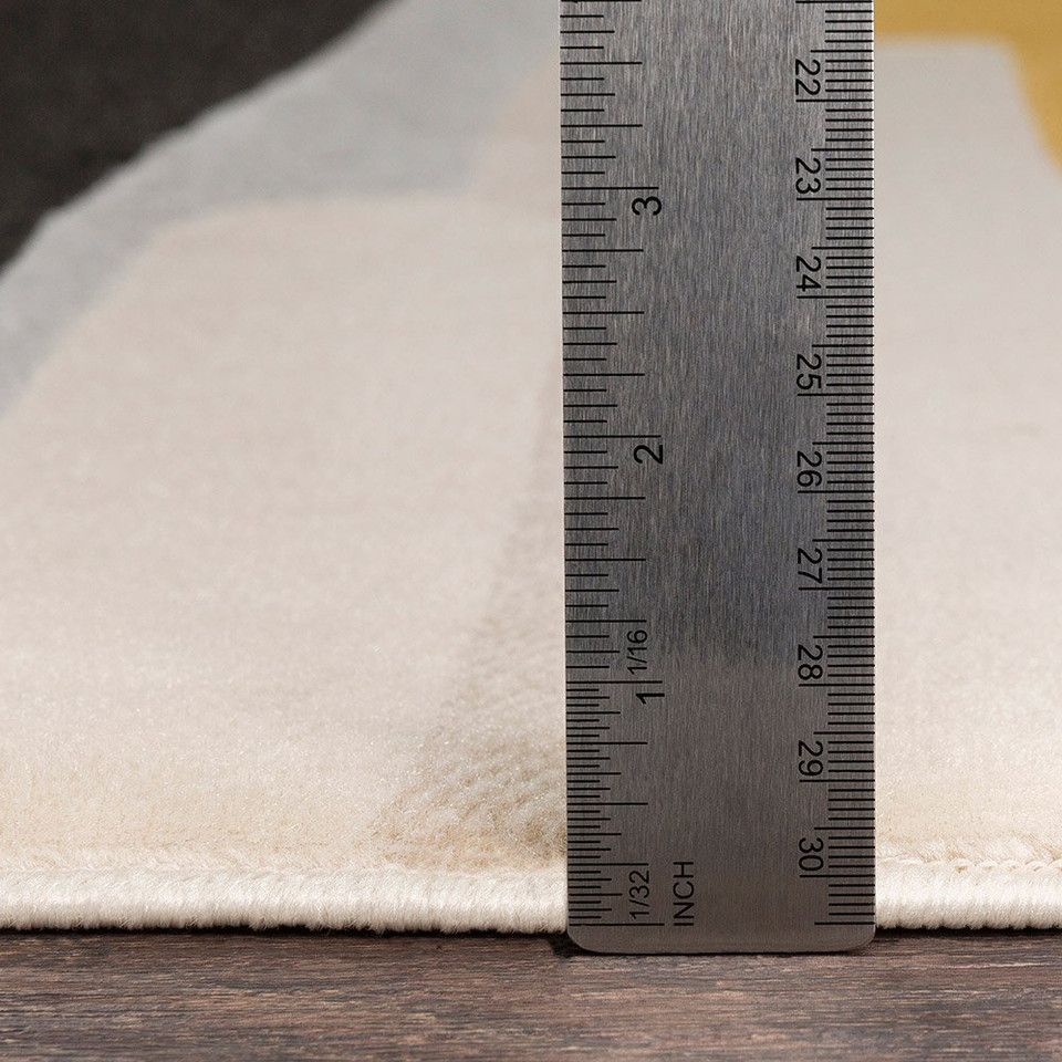 multicolour abstract rug pile height on wood floor