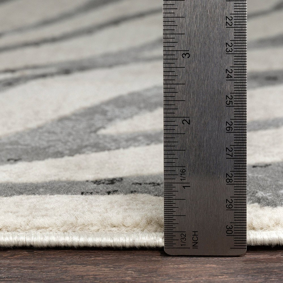 charcoal zebra pattern rug pile height on wood floor