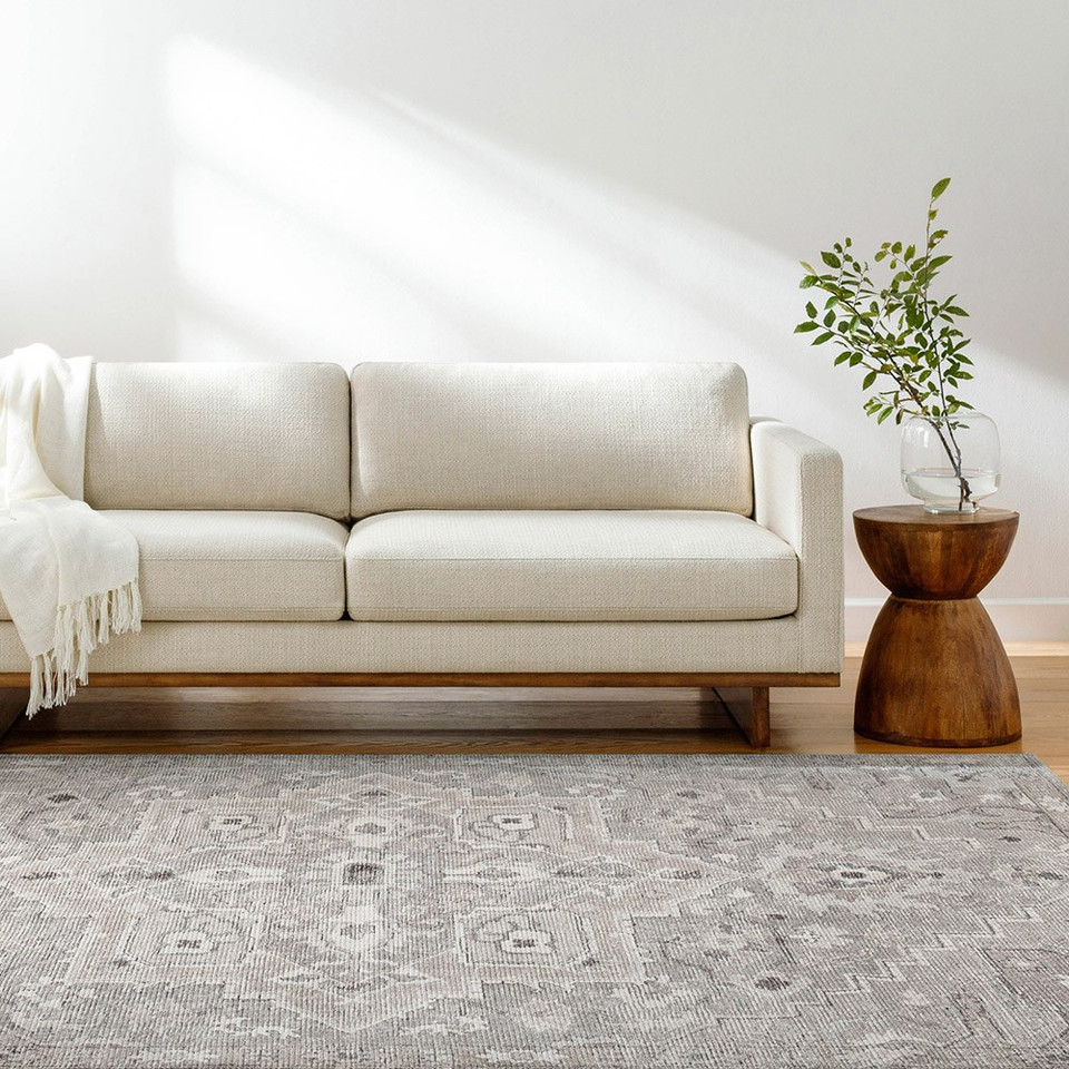 brown traditional rug in a room with matching decor