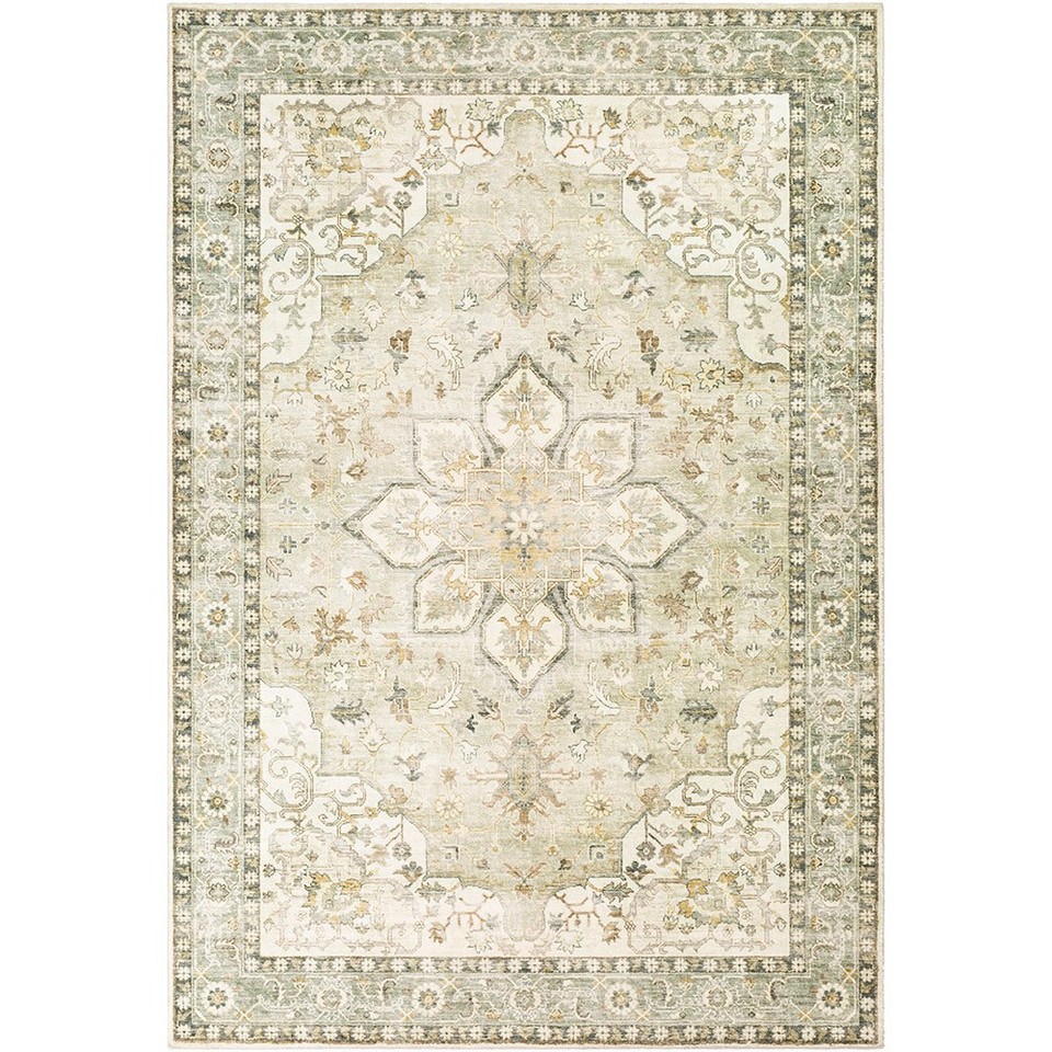 green traditional rug portrait