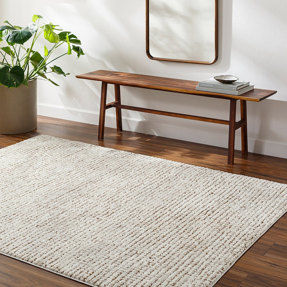 ivory brown scandi rug in a room with matching decor