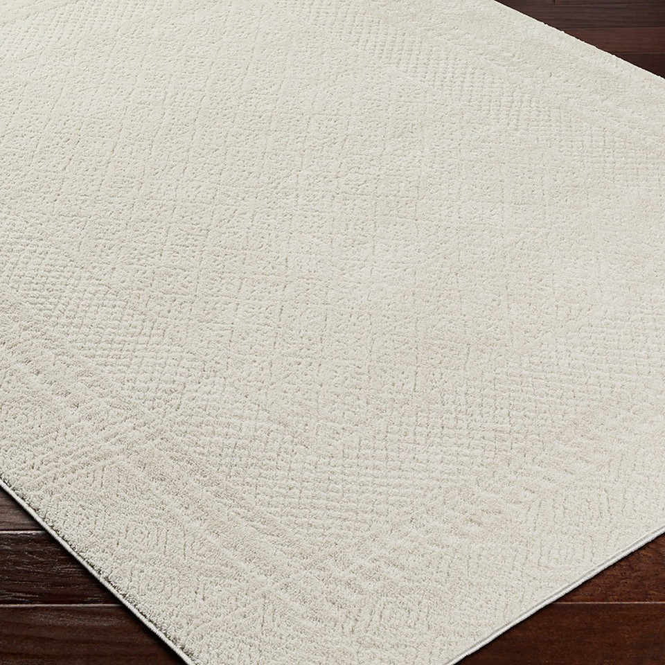 ivory off-white scandi rug closeup corner on wood floor