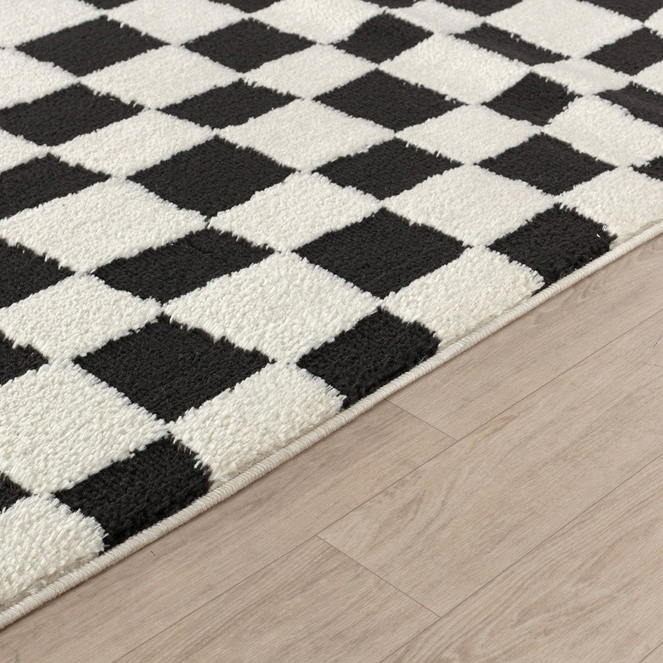 ivory black scandi rug closeup detail