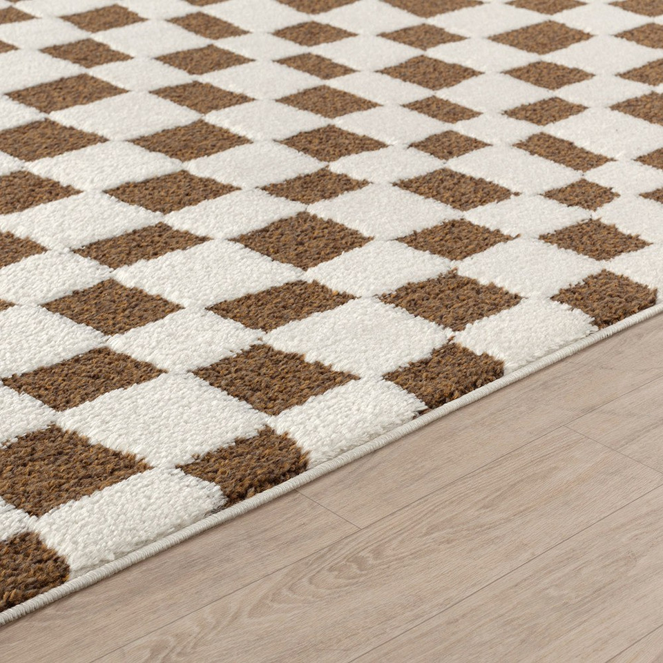ivory brown scandi rug closeup detail