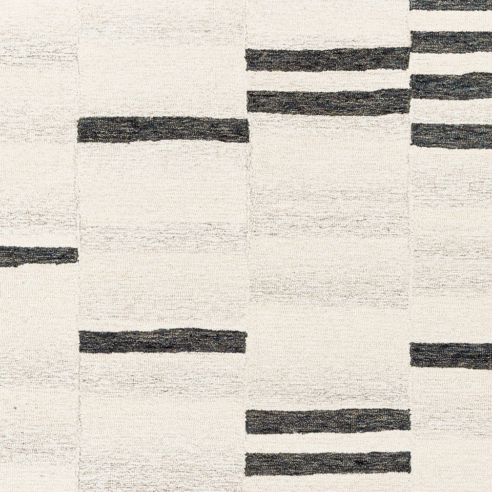 beige striped wool rug closeup detail