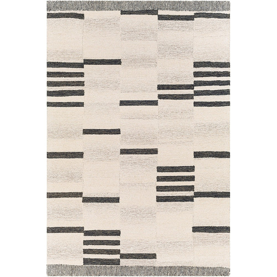 beige striped wool rug portrait