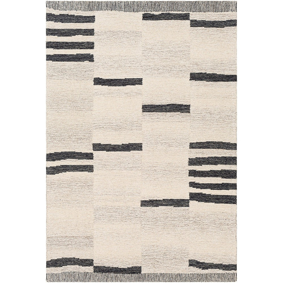 beige striped wool rug portrait