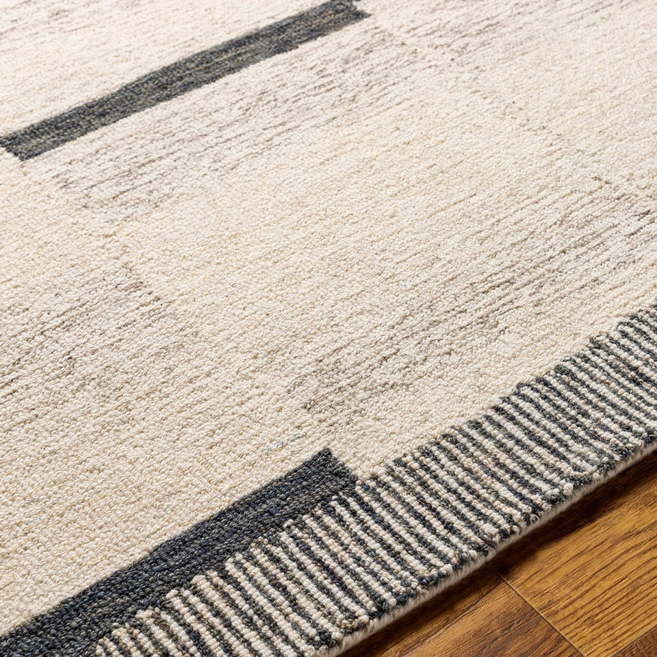 beige striped wool rug closeup detail