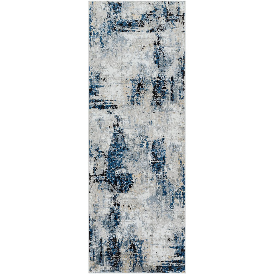 blue abstract rug portrait