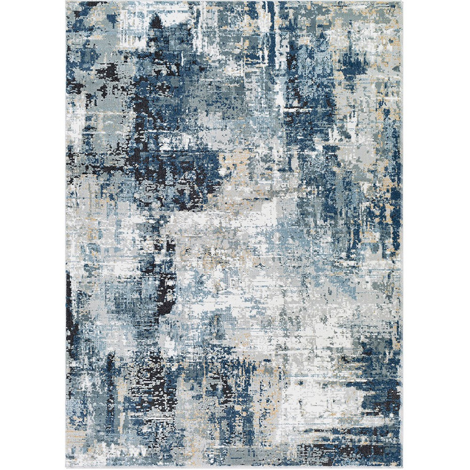 blue abstract rug portrait