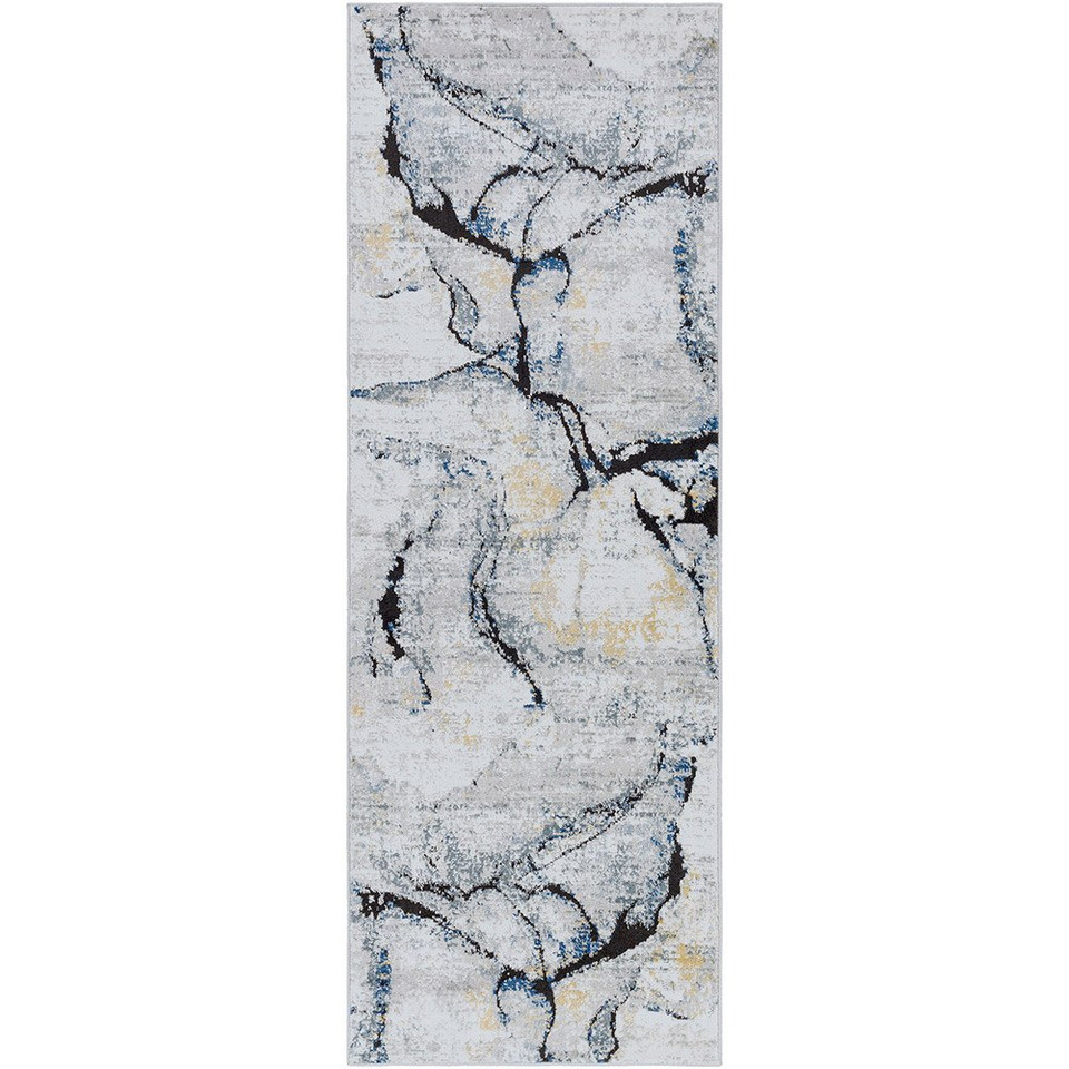 blue abstract rug portrait