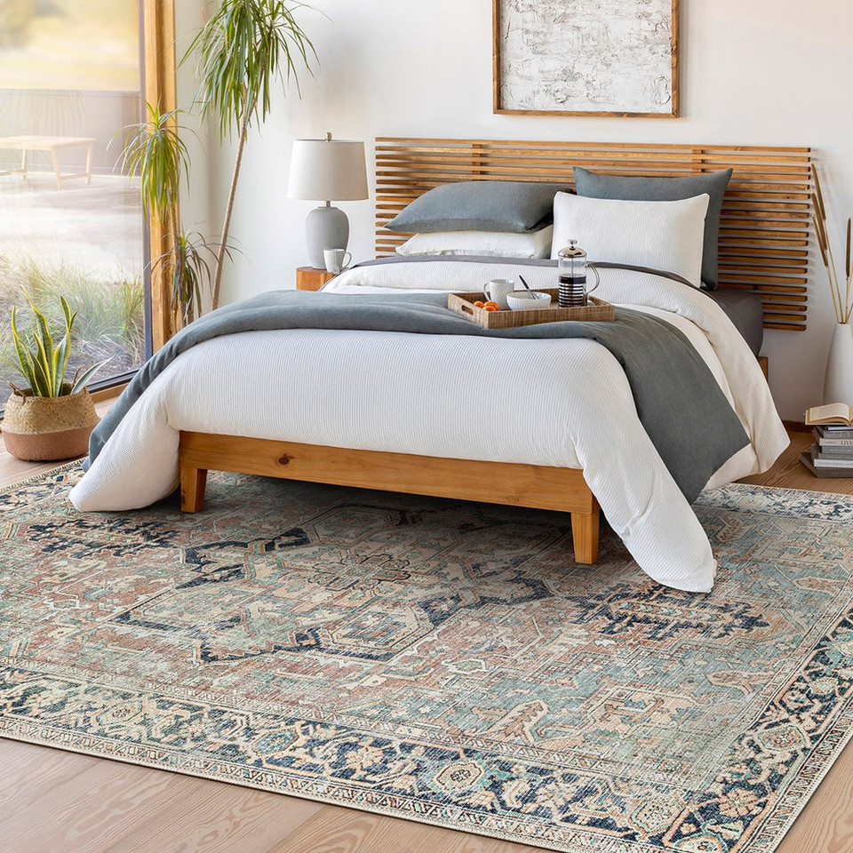 sage traditional rug in a room with matching decor
