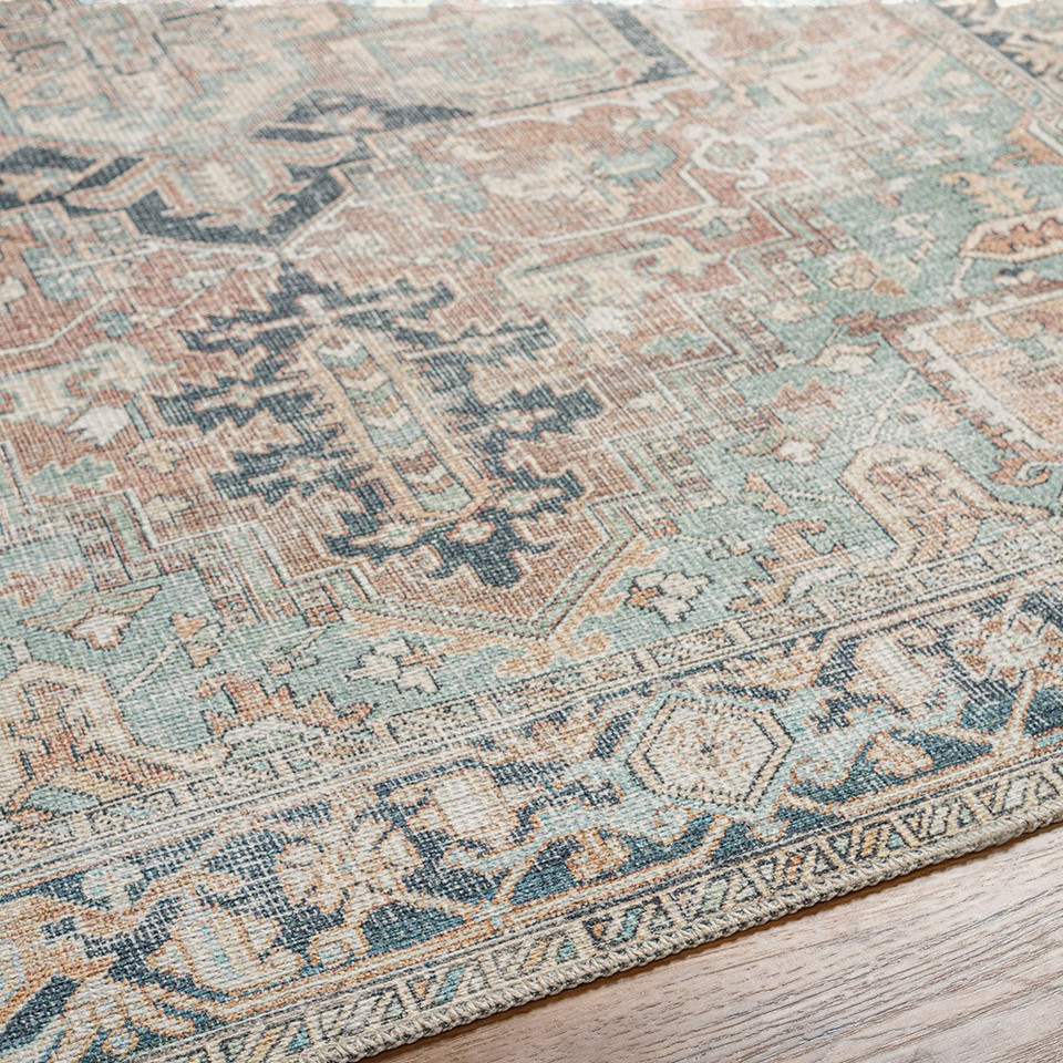 sage traditional rug closeup detail